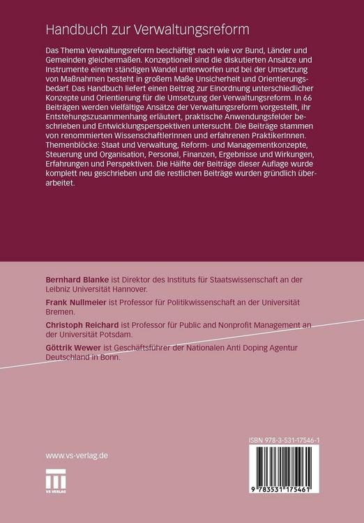 Produktbild: Handbuch zur Verwaltungsreform