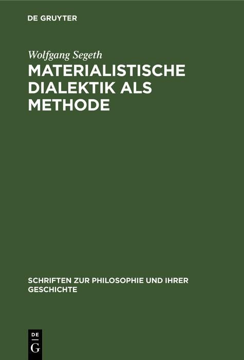 Produktbild: Materialistische Dialektik als Methode