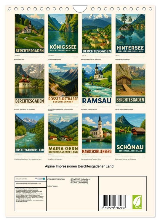 Produktbild: Alpine Impressionen Berchtesgadener Land (Wandkalender 2027 DIN A4 hoch), CALVENDO Monatskalender