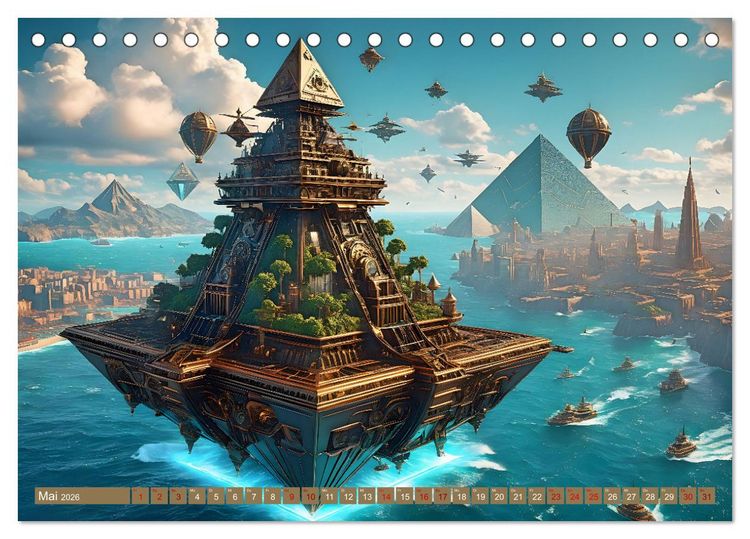 Produktbild: Steampunk Pyramidenwelt (Tischkalender 2026 DIN A5 quer), CALVENDO Monatskalender