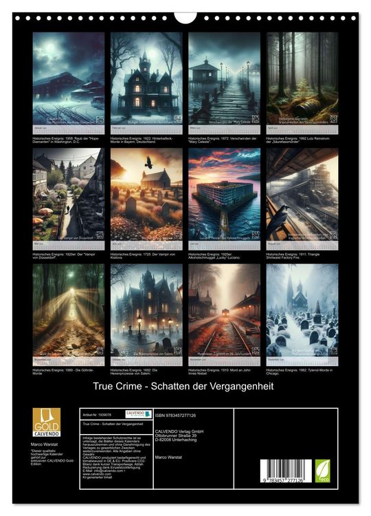 Produktbild: True Crime - Schatten der Vergangenheit (Wandkalender 2026 DIN A3 hoch), CALVENDO Monatskalender