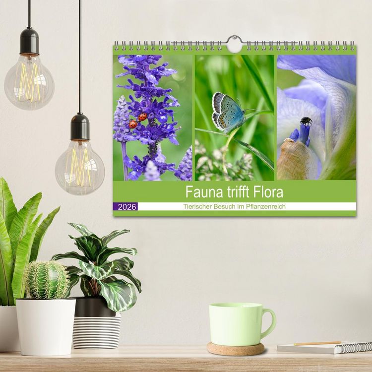 Produktbild: Fauna trifft Flora - Tierischer Besuch im Pflanzenreich (Wandkalender 2026 DIN A4 quer), CALVENDO Monatskalender