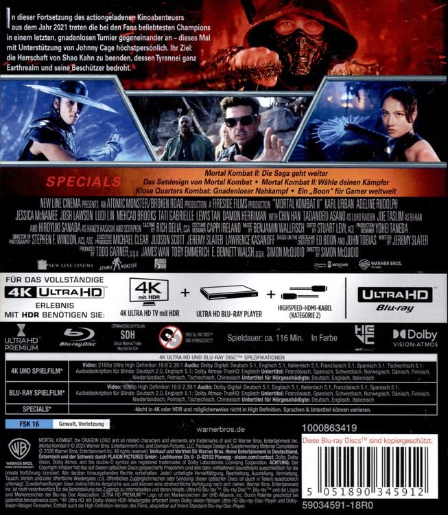 Produktbild: Mortal Kombat II (4K-UHD+Blu-ray)