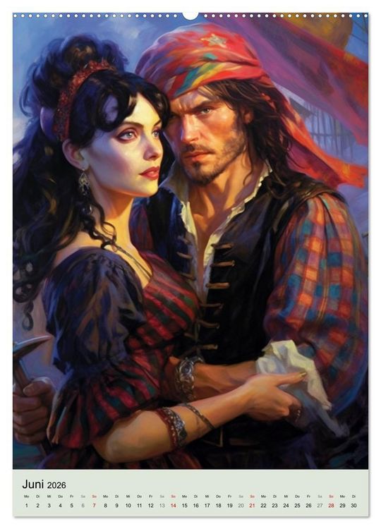 Produktbild: Piraten-Fantasy. Wilde Seer&auml;uber-Romantik im Mittelalter (hochwertiger Premium Wandkalender 2026 DIN A2 hoch), Kunstdruck in Hochglanz