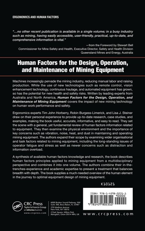 Produktbild: Human Factors for the Design, Operation, and Maintenance of Mining Equipment