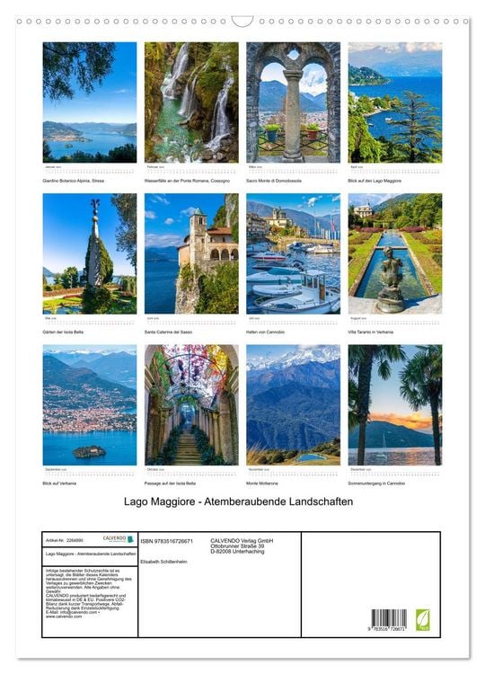 Produktbild: Lago Maggiore - Atemberaubende Landschaften (Wandkalender 2026 DIN A2 hoch), CALVENDO Monatskalender