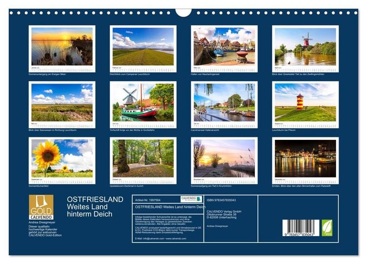 Produktbild: OSTFRIESLAND Weites Land hinterm Deich (Wandkalender 2026 DIN A3 quer), CALVENDO Monatskalender