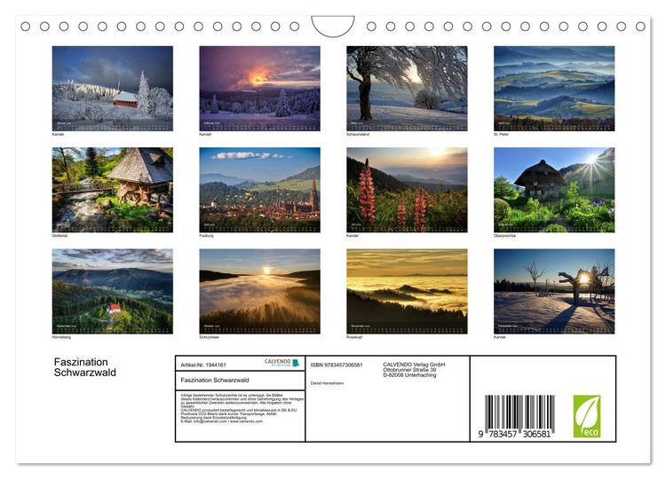 Produktbild: Faszination Schwarzwald (Wandkalender 2026 DIN A4 quer), CALVENDO Monatskalender