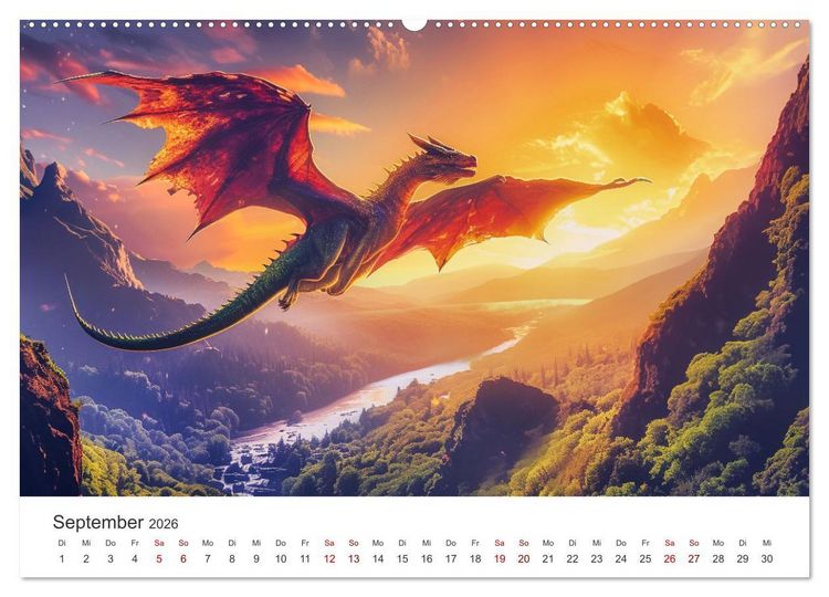 Produktbild: Das Jahr der Drachen (hochwertiger Premium Wandkalender 2026 DIN A2 quer), Kunstdruck in Hochglanz