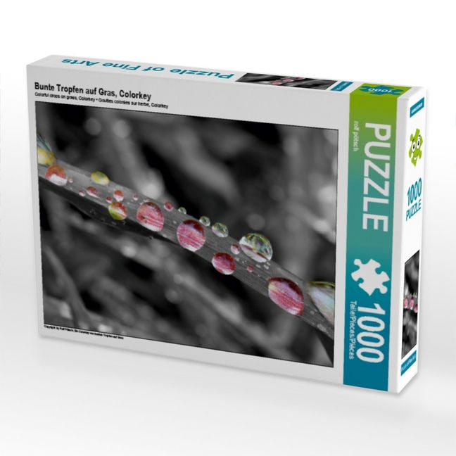Produktbild: CALVENDO Puzzle Bunte Tropfen auf Gras, Colorkey | 1000 Teile Lege-Gr&ouml;&szlig;e 64x48cm Foto-Puzzle f&uuml;r gl&uuml;ckliche Stunden