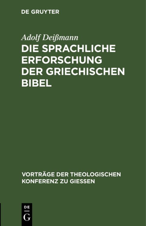 Produktbild: Die sprachliche Erforschung der griechischen Bibel