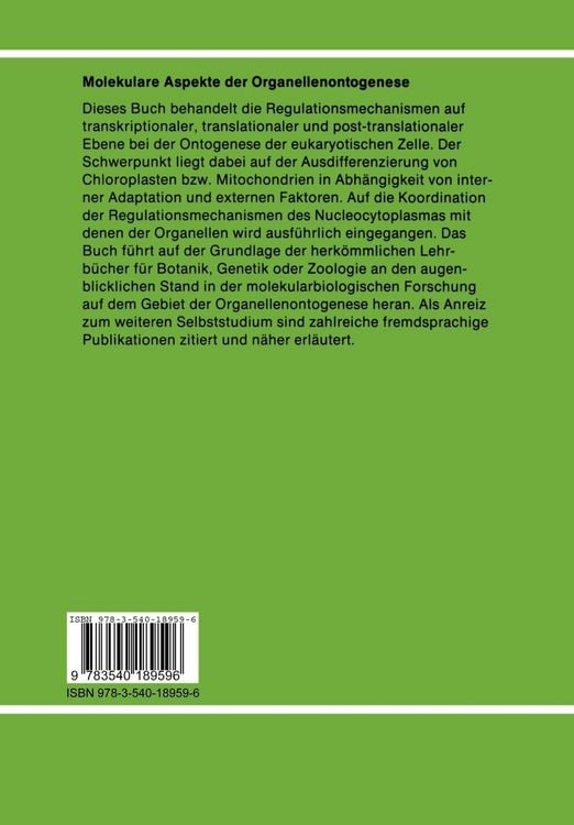 Produktbild: Molekulare Aspekte der Organellenontogenese