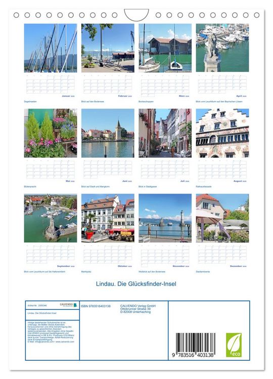 Produktbild: Lindau. Die Gl&uuml;cksfinder-Insel (Wandkalender 2026 DIN A4 hoch), CALVENDO Monatskalender