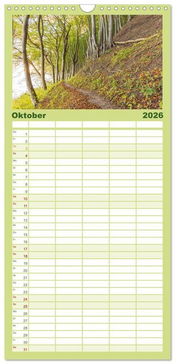 Produktbild: Familienplaner 2026 - Nat&uuml;rliches R&uuml;gen und Hiddensee mit 5 Spalten (Wandkalender, 21 x 45 cm) CALVENDO