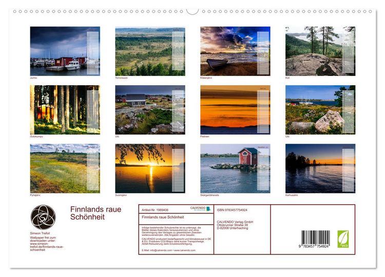 Produktbild: Finnlands raue Sch&ouml;nheit (hochwertiger Premium Wandkalender 2026 DIN A2 quer), Kunstdruck in Hochglanz