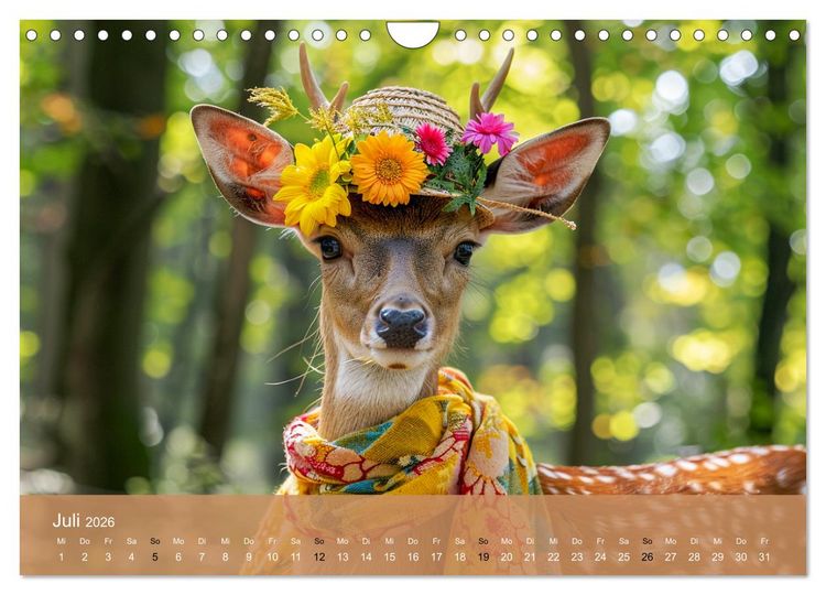Produktbild: Waldtiere mit Stil. Tierische Trendsetter in der Natur (Wandkalender 2026 DIN A4 quer), CALVENDO Monatskalender