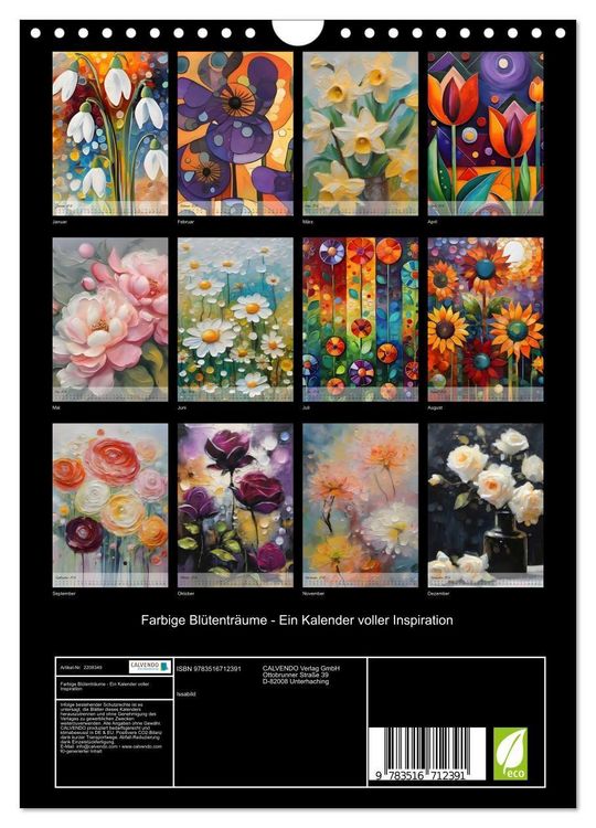 Produktbild: Farbige Bl&uuml;tentr&auml;ume - Ein Kalender voller Inspiration (Wandkalender 2026 DIN A4 hoch), CALVENDO Monatskalender