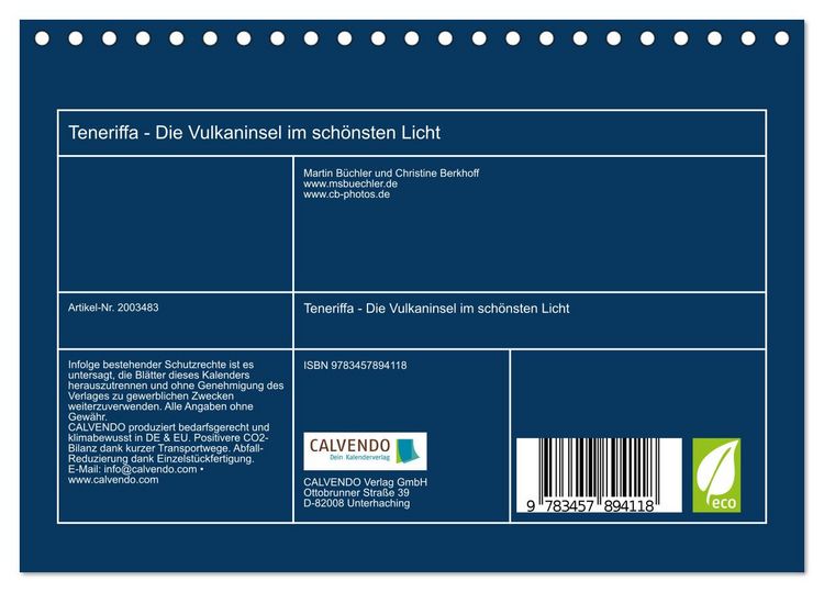 Produktbild: Teneriffa - Die Vulkaninsel im sch&ouml;nsten Licht (Tischkalender 2026 DIN A5 quer), CALVENDO Monatskalender