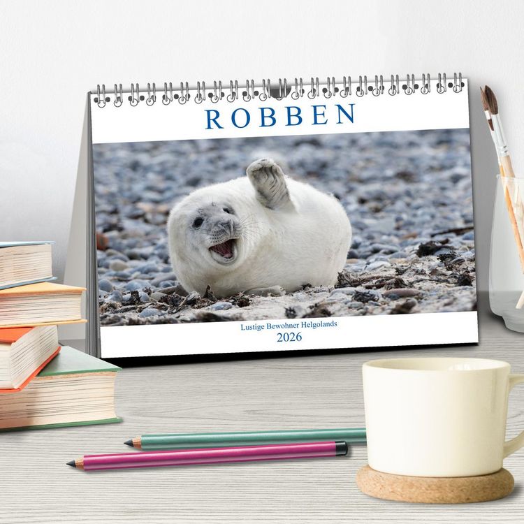Produktbild: Robben - Lustige Bewohner Helgolands (Tischkalender 2026 DIN A5 quer), CALVENDO Monatskalender