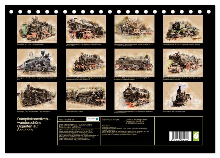 Produktbild: Dampflokomotiven - wundersch&ouml;ne Giganten auf Schienen (Tischkalender 2026 DIN A5 quer), CALVENDO Monatskalender