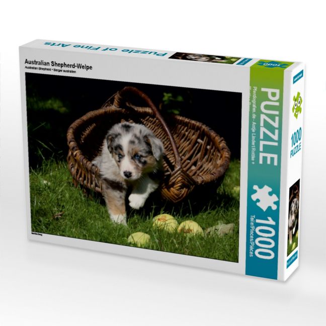 Produktbild: CALVENDO Puzzle Australian Shepherd-Welpe | 1000 Teile Lege-Gr&ouml;&szlig;e 64x48cm Foto-Puzzle f&uuml;r gl&uuml;ckliche Stunden