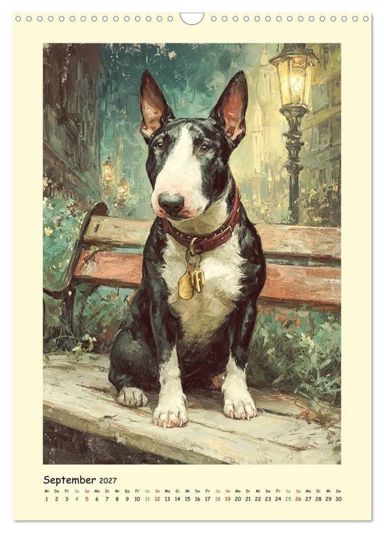 Produktbild: Gentlemen auf Pfoten. Der Bullterrier im k&uuml;nstlerischen Vintage-Stil (Wandkalender 2027 DIN A3 hoch), CALVENDO Monatskalender