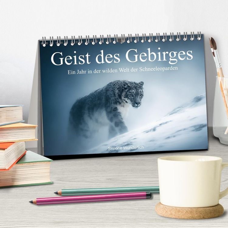Produktbild: Geist des Gebirges - Ein Jahr in der wilden Welt der Schneeleoparden (Tischkalender 2026 DIN A5 quer), CALVENDO Monatskalender