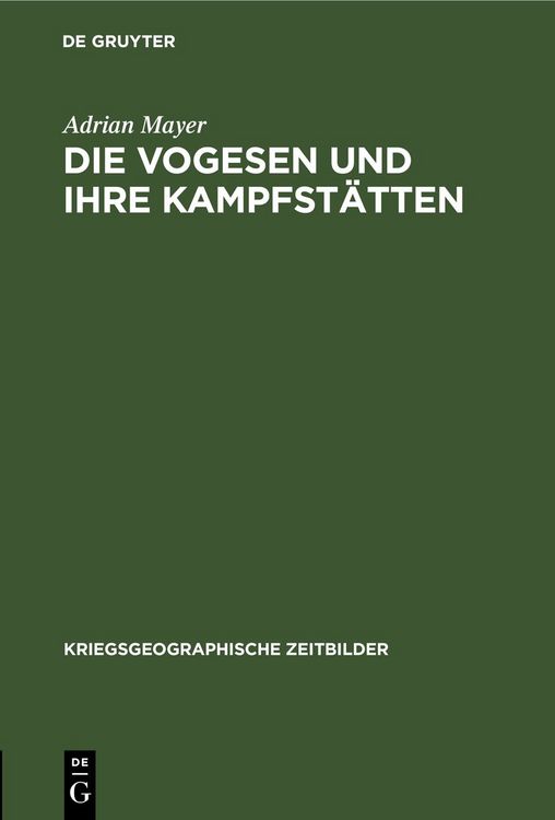 Produktbild: Die Vogesen und ihre Kampfst&auml;tten