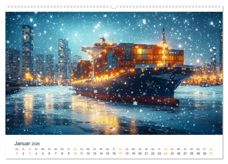 Produktbild: Containerschiffe - Giganten im Fokus (hochwertiger Premium Wandkalender 2026 DIN A2 quer), Kunstdruck in Hochglanz