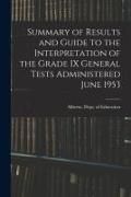 Produktbild: Summary of Results and Guide to the Interpretation of the Grade IX General Tests Administered June 1953