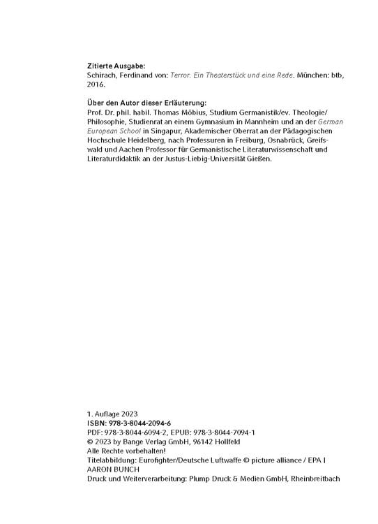 Ferdinand Von Schirach Terror Buch Terror - Textanalyse und Interpretation von Ferdinand von Schirach