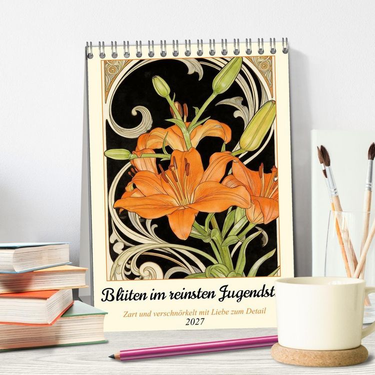 Produktbild: Bl&uuml;ten im reinsten Jugenstil (Tischkalender 2027 DIN A5 hoch), CALVENDO Monatskalender