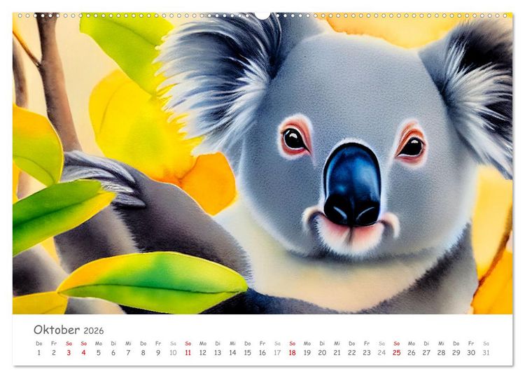 Produktbild: Der Koala 2026. Aschgrauer Beutelb&auml;r (Wandkalender 2026 DIN A2 quer), CALVENDO Monatskalender