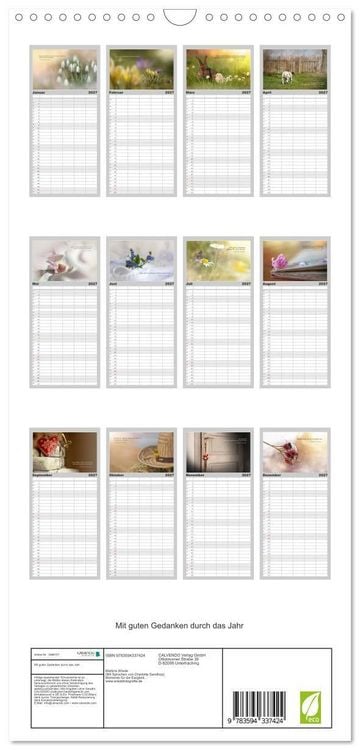 Produktbild: Familienplaner 2027 - Mit guten Gedanken durch das Jahr mit 5 Spalten (Wandkalender, 21 x 45 cm) CALVENDO