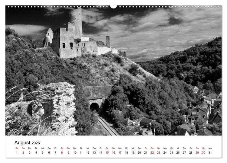 Produktbild: Burgen in schwarzwei&szlig; - Wie aus alten Zeiten (Wandkalender 2026 DIN A2 quer), CALVENDO Monatskalender