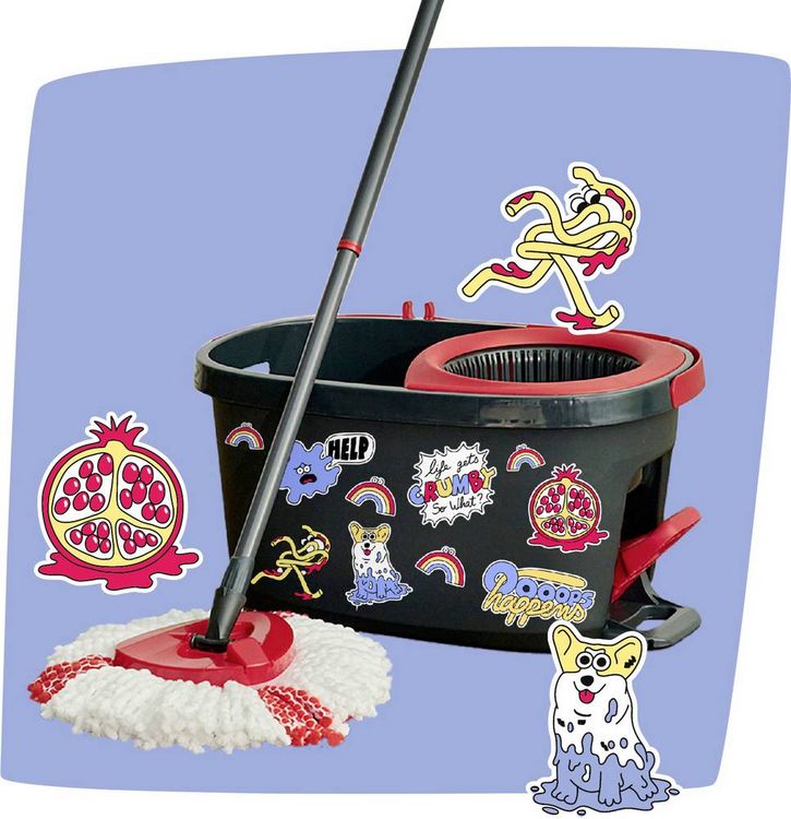 Produktbild: Vileda 183683 Vileda TURBO MY STYLE Box - Dirt is Good Wischmopp-Komplettset Anthrazit, Rot 1 St.