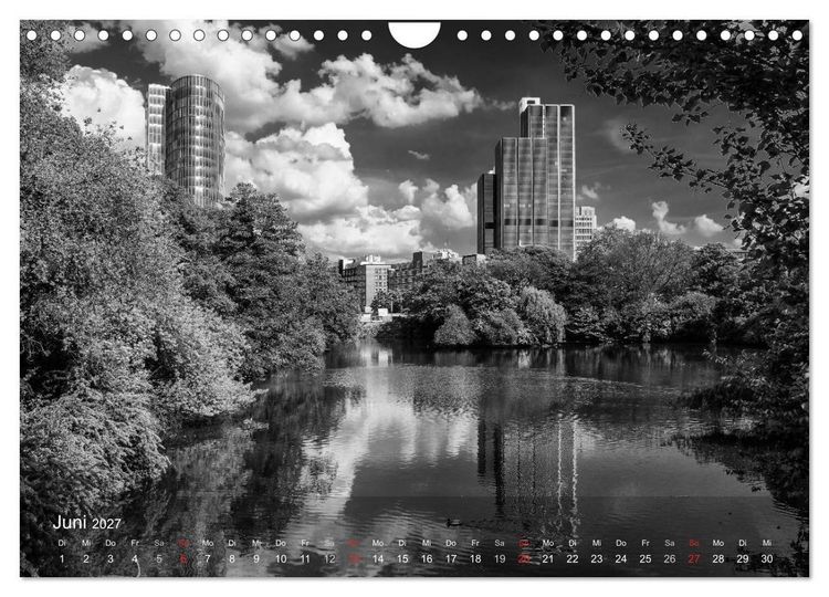Produktbild: D&uuml;sseldorf Ansichten in Schwarz-Wei&szlig; (Wandkalender 2027 DIN A4 quer), CALVENDO Monatskalender