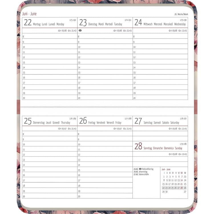 Produktbild: Ladytimer Pad Flower Field 2026 - Taschen-Kalender 15,6x9 cm - Blumen - Weekly - 128 Seiten - Notiz-Buch - Alpha Edition