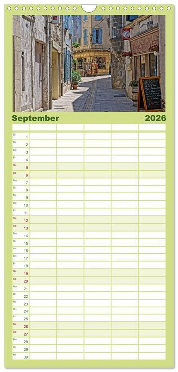 Produktbild: Familienplaner 2026 - Provence romantique mit 5 Spalten (Wandkalender, 21 x 45 cm) CALVENDO