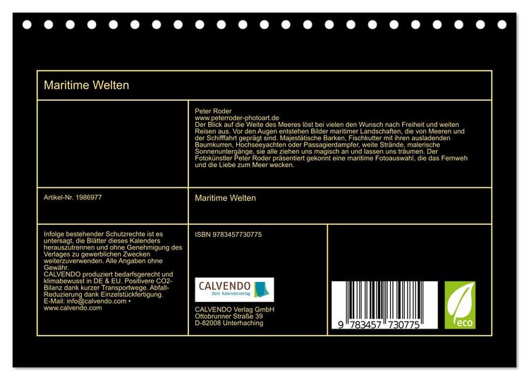 Produktbild: Maritime Welten (Tischkalender 2026 DIN A5 quer), CALVENDO Monatskalender