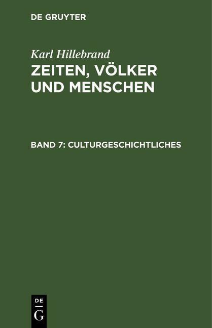 Produktbild: Culturgeschichtliches