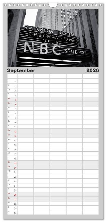 Produktbild: Familienplaner 2026 - New York in schwarz weiss mit 5 Spalten (Wandkalender, 21 x 45 cm) CALVENDO