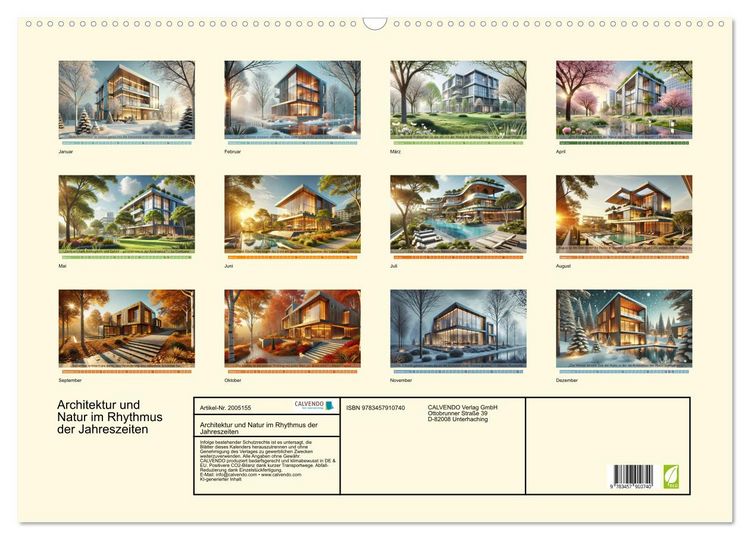Produktbild: Architektur und Natur im Rhythmus der Jahreszeiten (Wandkalender 2026 DIN A2 quer), CALVENDO Monatskalender
