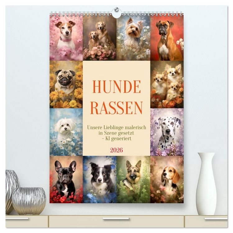 Produktbild: Hunderassen (hochwertiger Premium Wandkalender 2026 DIN A2 hoch), Kunstdruck in Hochglanz