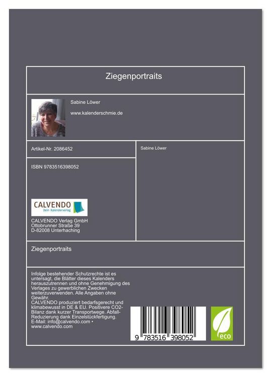 Produktbild: Ziegenportraits (Tischkalender 2026 DIN A5 hoch), CALVENDO Monatskalender