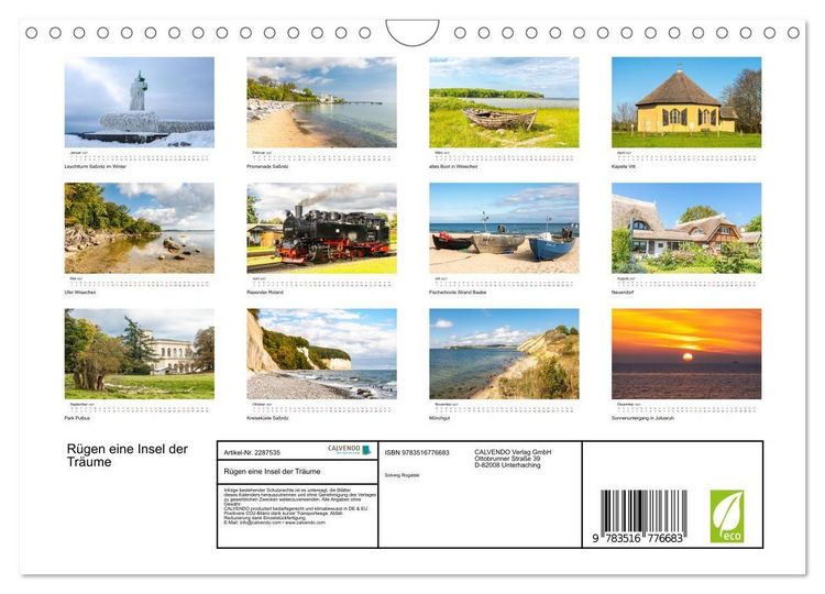 Produktbild: R&uuml;gen eine Insel der Tr&auml;ume (Wandkalender 2027 DIN A4 quer), CALVENDO Monatskalender