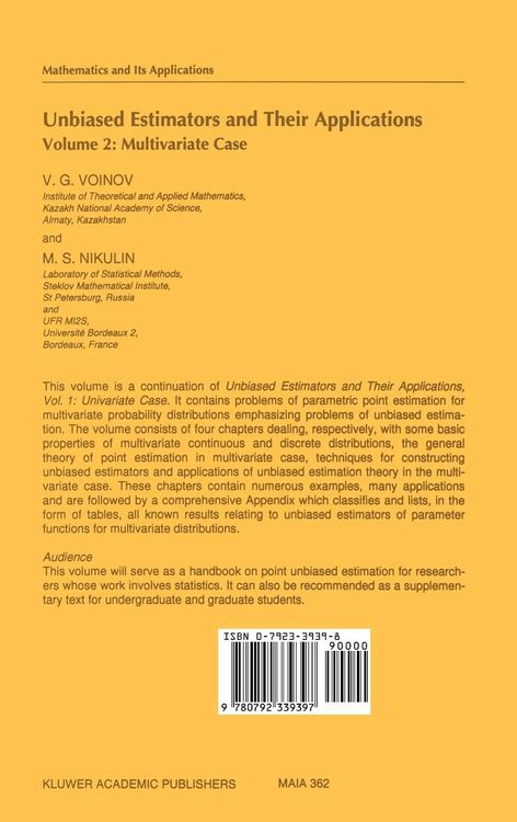 Produktbild: Unbiased Estimators and their Applications