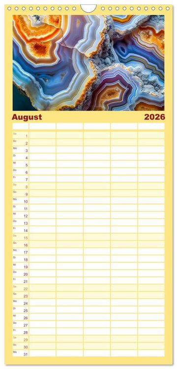 Produktbild: Familienplaner 2026 - Achat-Rhapsodie - Farbige Flussl&auml;ufe in Bandachaten und Quarz mit 5 Spalten (Wandkalender, 21 x 45 cm) CALVENDO