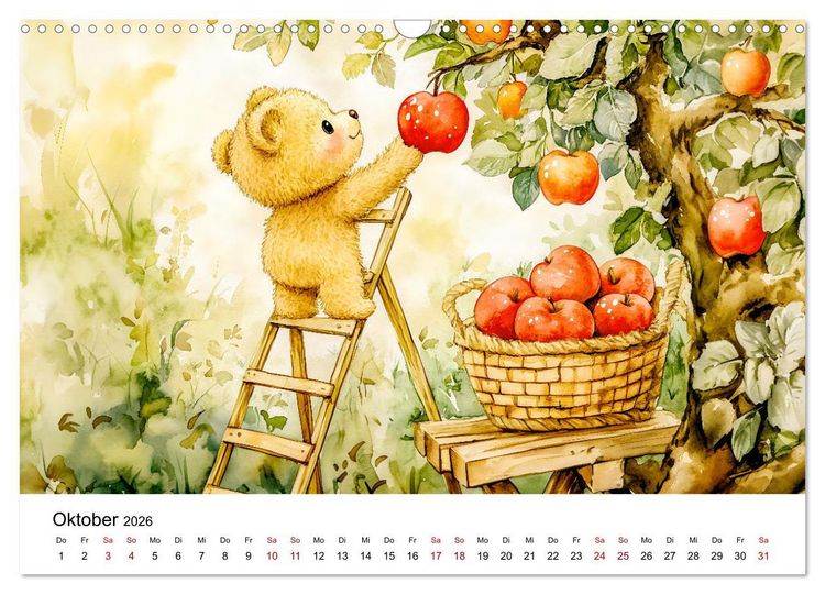 Produktbild: Teddy auf dem Bauernhof - Entdecke das Landleben mit Tieren und Feldern (Wandkalender 2026 DIN A3 quer), CALVENDO Monatskalender