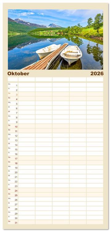 Produktbild: Familienplaner 2026 - Vom S&uuml;dkap zum Nordkap mit 5 Spalten (Wandkalender, 21 x 45 cm) CALVENDO